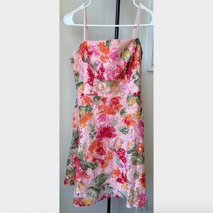 DB Studio Pink Lace and Painted Floral Mini Dress - Size 8
